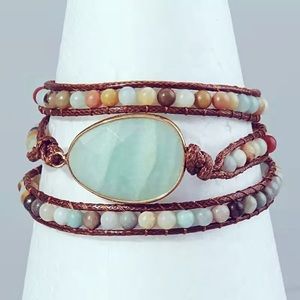 24 HRS SALE ONLY - NWT Handmade Natural Stone Bracelet Leather Wrap